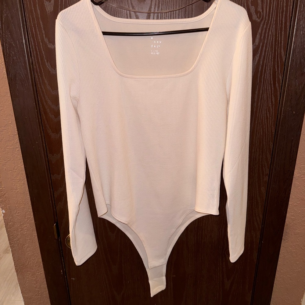 NWOT A New Day White Square Neck Bodysuit XL